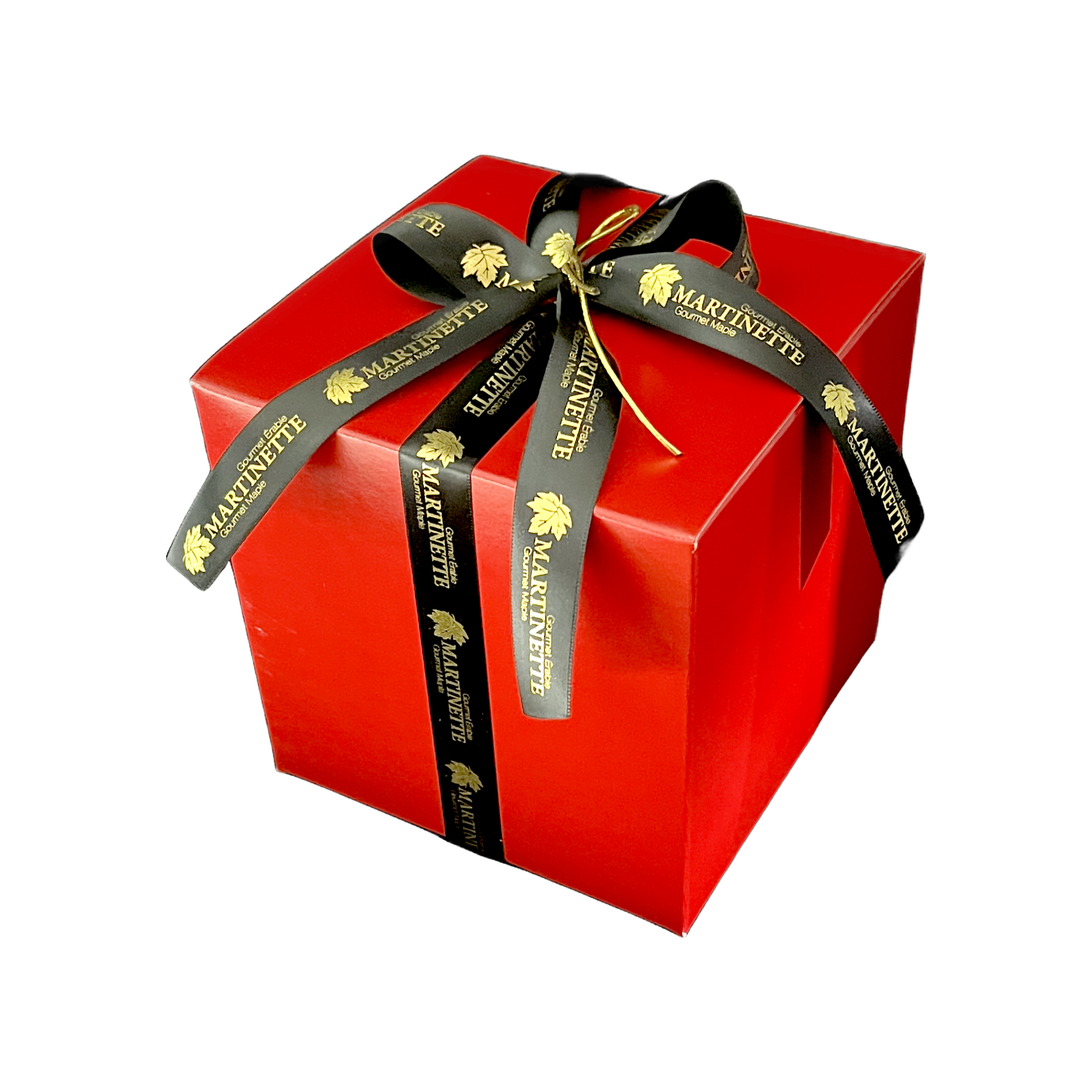 Panier cadeau - Coffret Valise Carton Rouge poignée simili cuir noir -  33x21x11cm - Kanata
